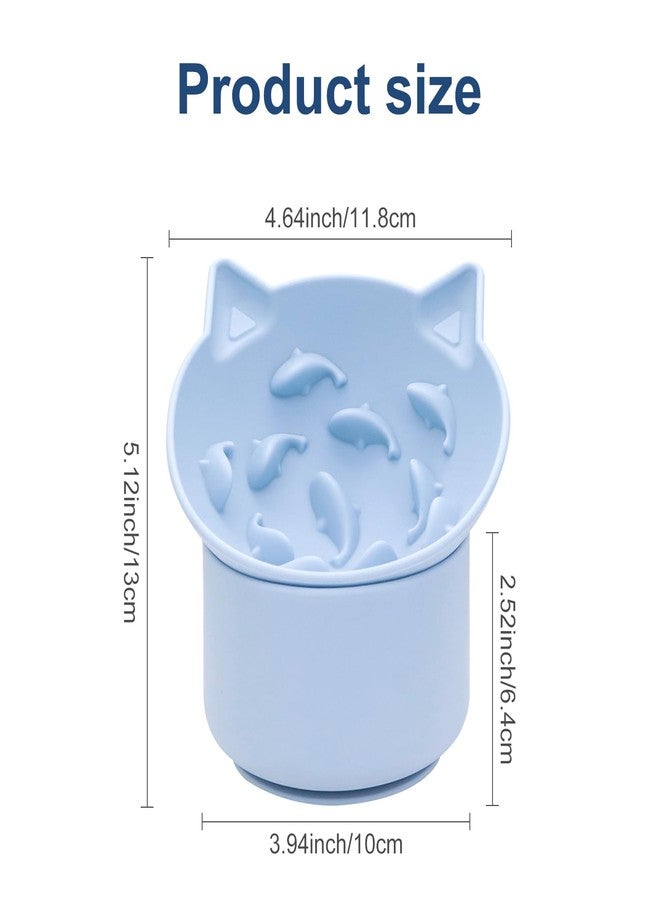 Hooshion Cat Slow Feeder, Elevated Slow Feeder Bowl Tilt Design, No Black Chin, Tilted Design, for Dry Wet Food, for Cats & Small Dogs (Blue) - Image 2